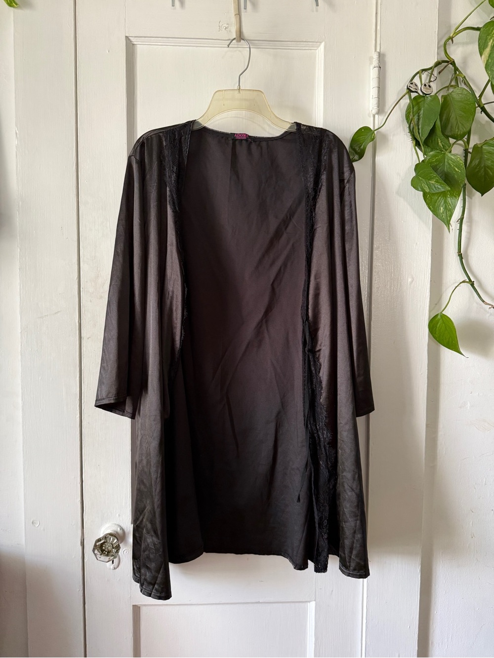 Black Lace-Trim Robe - Women Intimates & Sleepwear ADOME size XXL